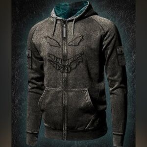 Vintage Y2K Disturbed Hoodie Full Zip Mens Large Black Metal Band Music RARE